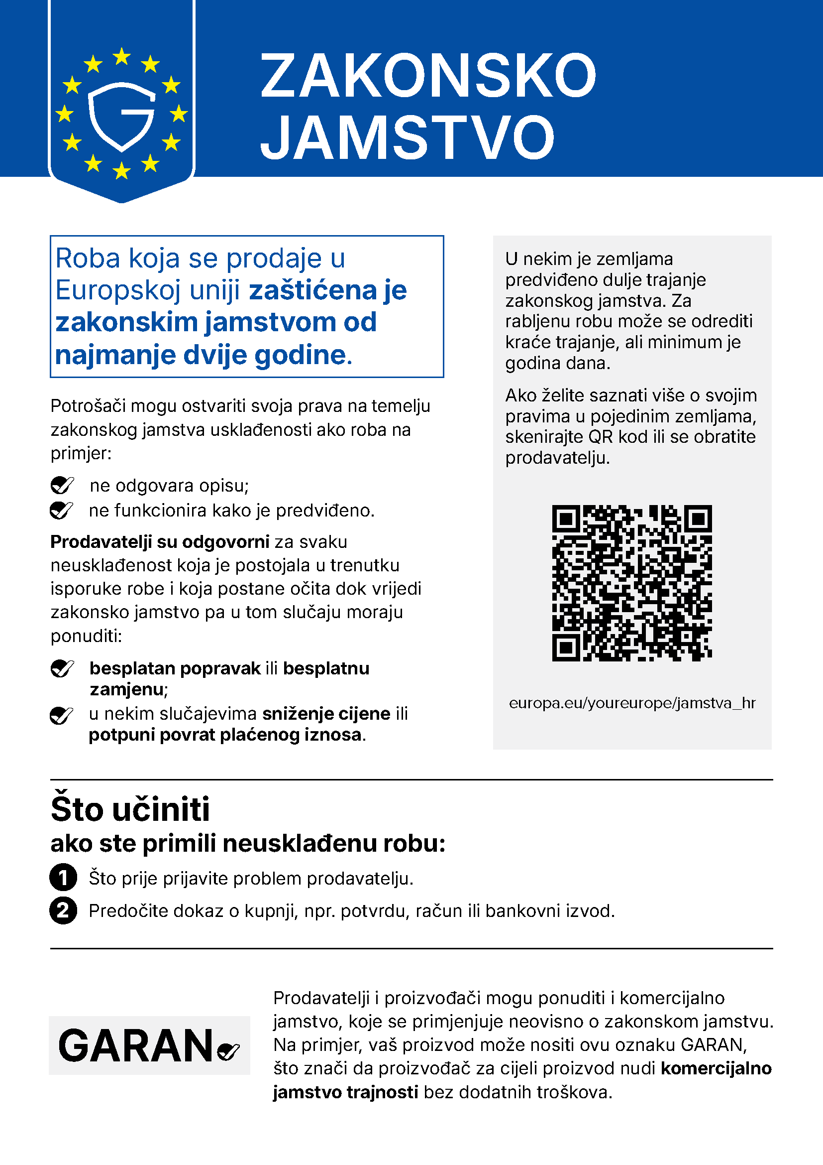 Zakonsko jamstvo - EU obavijest
